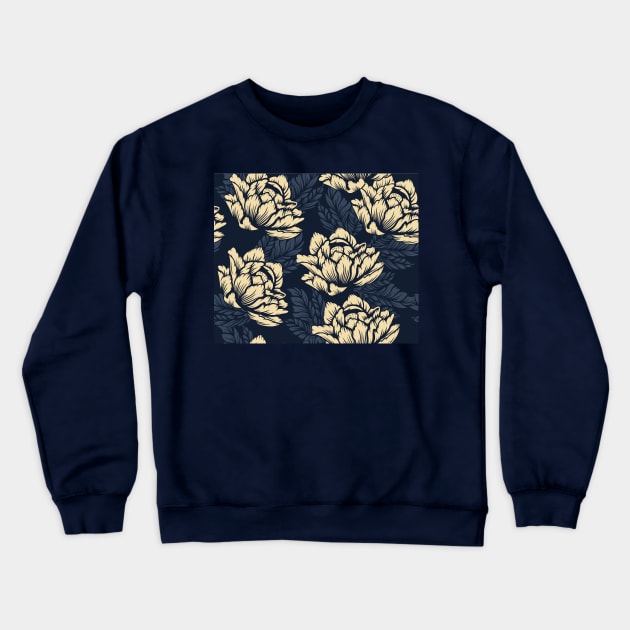 Seamless Yellow and Blue Floral Pattern Crewneck Sweatshirt by martynzero